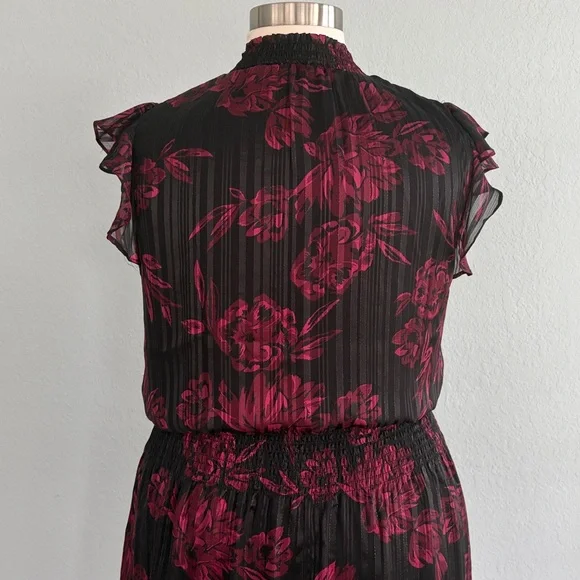 WHBM Smocked Waist Ruffle Midi Dress NWT - Picture 12 of 16